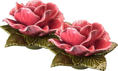 sokkel met zalm kleurige roze roos