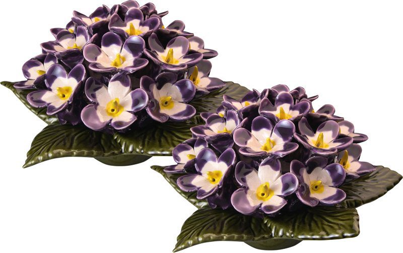 Sokkel met lila viooltjes 17 cm