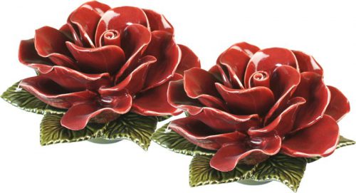 sokkel met granaat rode roos 20 cm